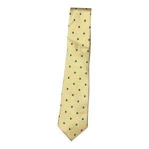 Vintage Christian Dior 100% Silk Neck Tie 58" Formal Butter Yellow Medallion AG1